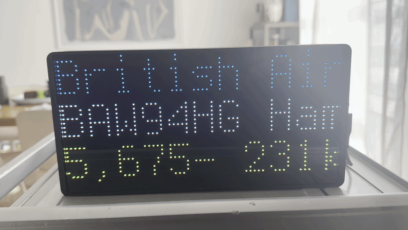 Routes shown as full city names scrolling